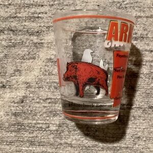 Source Unknown Red and White Shot Glass